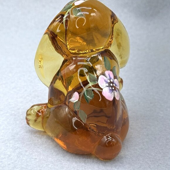 Lenox Fenton Art Glass Floppy Ear Rabbit Amber Art Glass Figure Sheela Miller - Picture 4 of 14